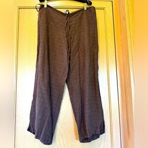 Vintage Eileen Fisher Linen Blend Drawstring Cropped Pant / PLarge
